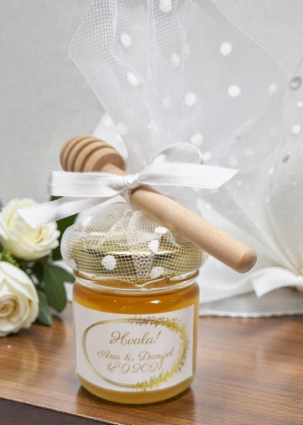 Vjenčani poklon zahvalnica od tila s medom 40 ml