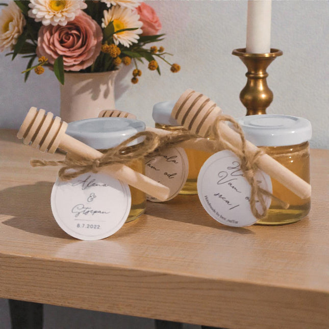 Elegantni vjenčani poklon zahvalnica od meda 40ml