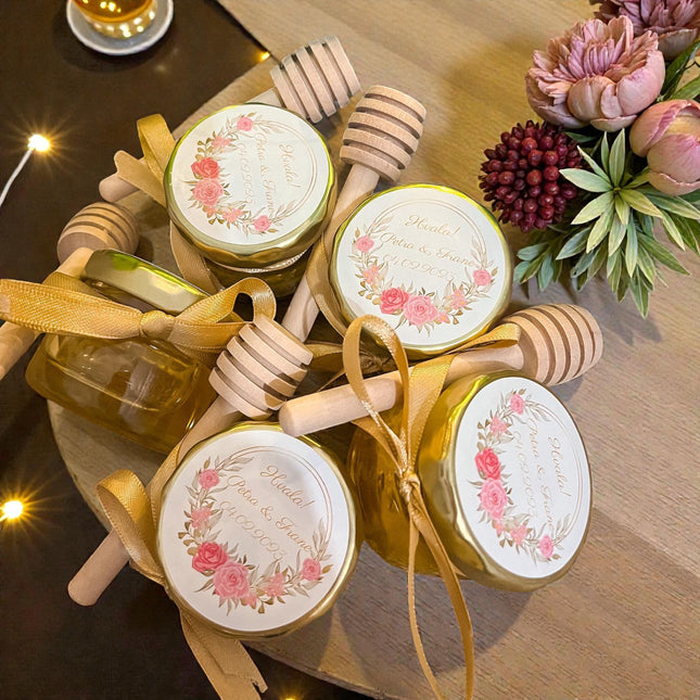 Elegantni vjenčani poklon zahvalnica od meda 25ml