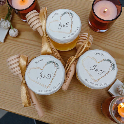 Elegantni vjenčani poklon zahvalnica od meda 40ml
