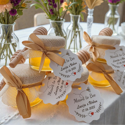 Vjenčani poklon zahvalnica od jute s medom 25 ml