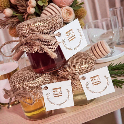 Vjenčani poklon zahvalnica od jute s medom 25 ml